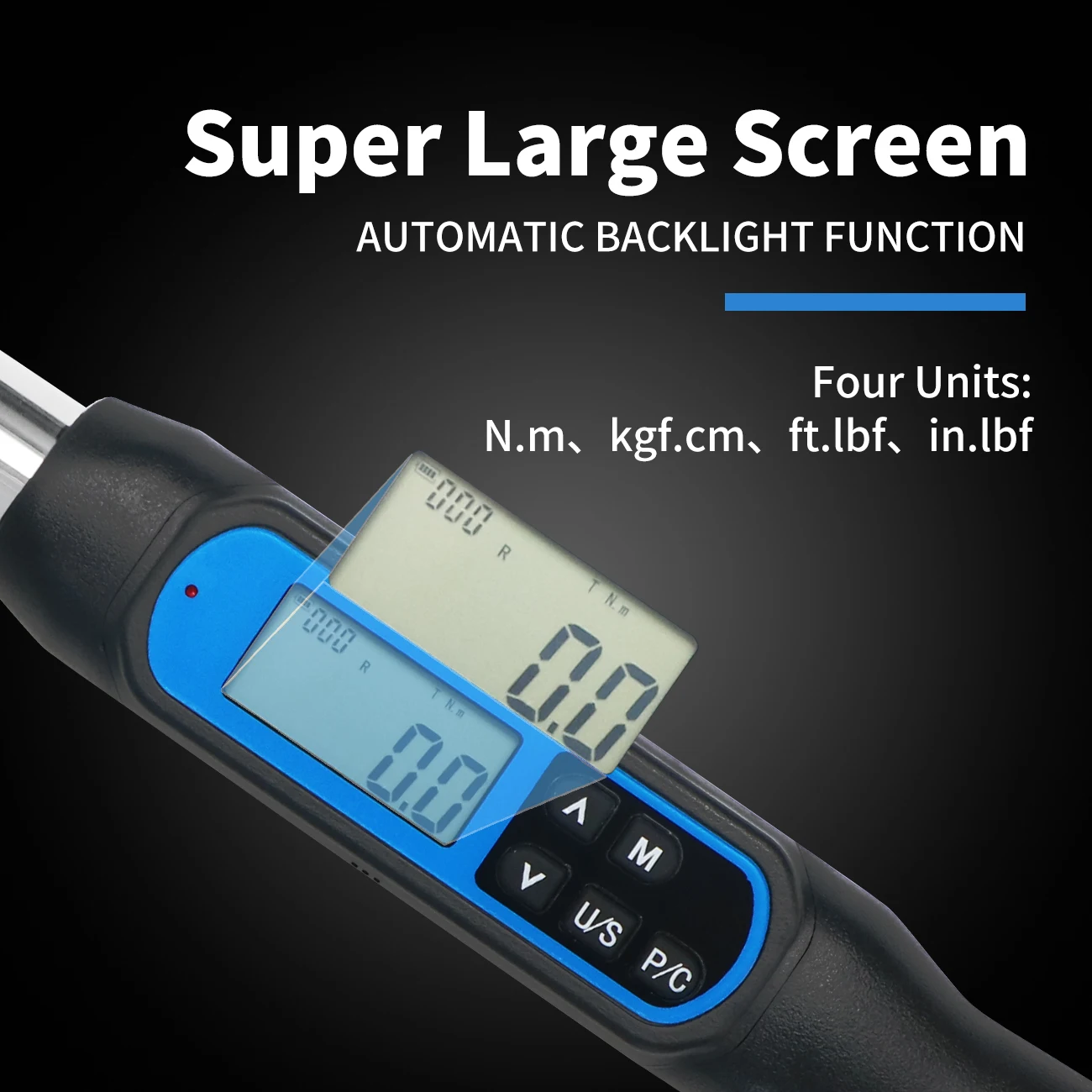 Shahe 3/4'' Large Screen Digital Torque Wrench Car Repairing Tool with Buzzer & LED Adjustable Preset Torque Wrench Tools
