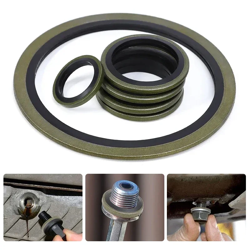 10-100Pcs M6/M8/M10/M12/M14/M16~M60 Bonded Washer Metal Rubber Oil Draain Plug Gasket Replaceable Combined Washer Sealing Ring