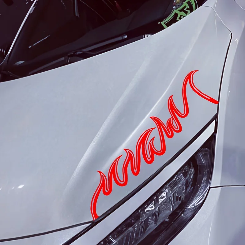 

1pc Flame Vinyl Car Decal, Matte Self-Adhesive Waterproof Sticker for Bumper, Window & All Vehicle Surfaces