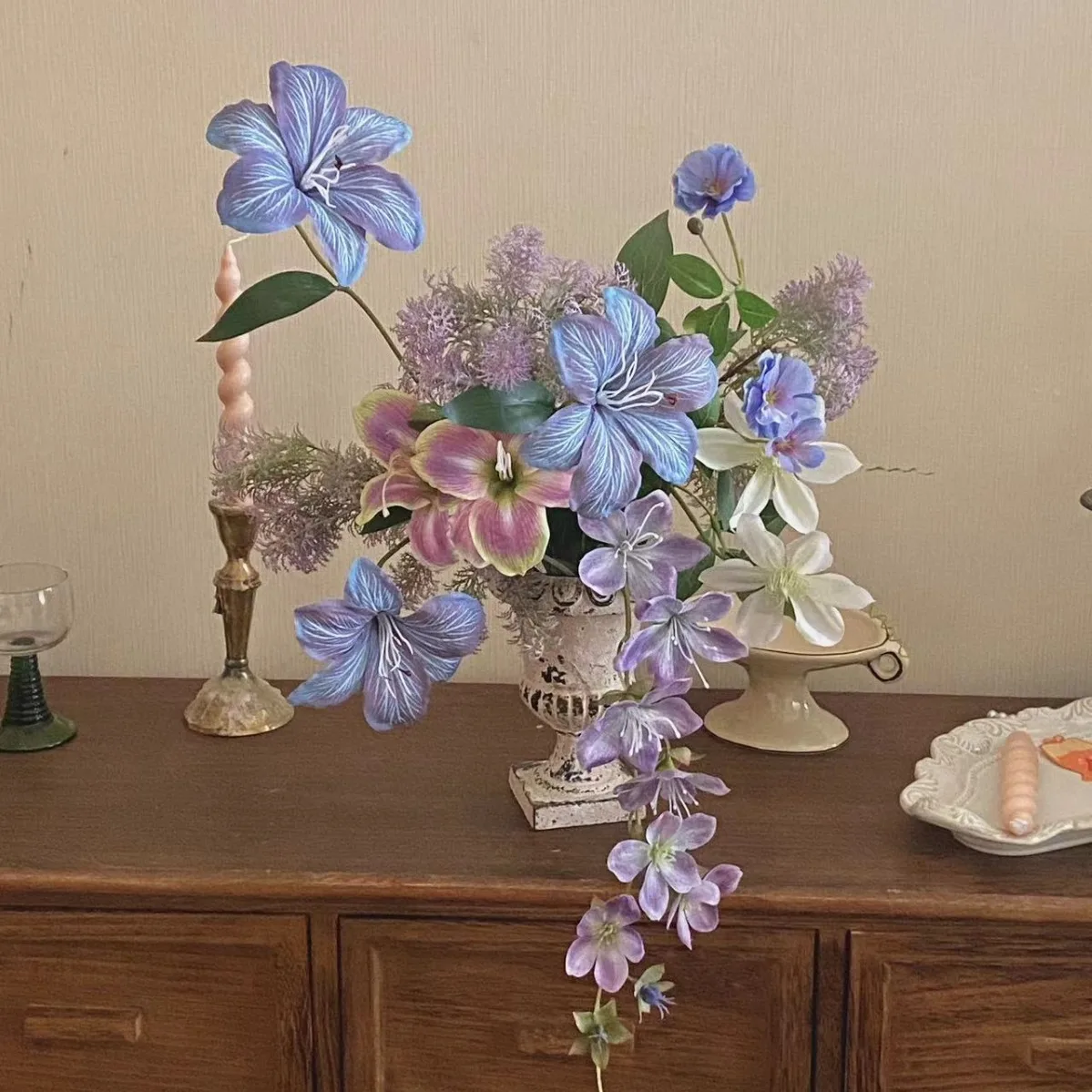 

Purple Artificial Flowers for Photography Instagram Check in Landscaping DIY Decor Window Display Fake Floral Arrangements Home