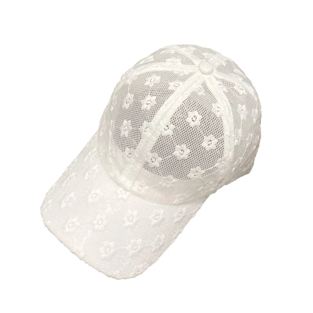 

Chrysanthemum Cap Panty Brim Women Sun Hat with White Lace Visor Fashion Peaked Summer Baseball Breathable