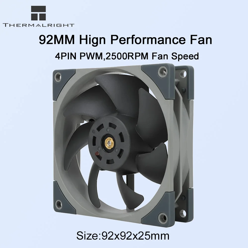 Thermalright 92mm Computer Chassis Fan 4PIN PWM Case Cooling Fan 12V Large Air Volume 2500RPM High Performance Air Radiator Fan