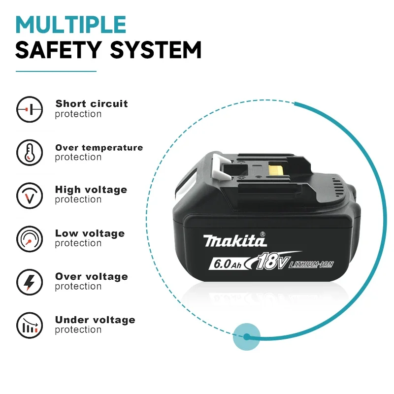 Original Makita BL1860 BL1850B BL1850 BL1840 BL1830 screwdriver battery and charger, 18V Makita replacement power tool battery