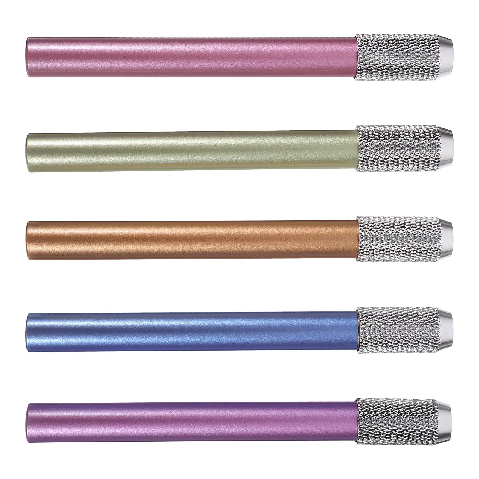 

5 Pcs Pencil Extender Metal Colored Holder School Supplies Orange Green Purple Accessories Craft Hobby Sketch