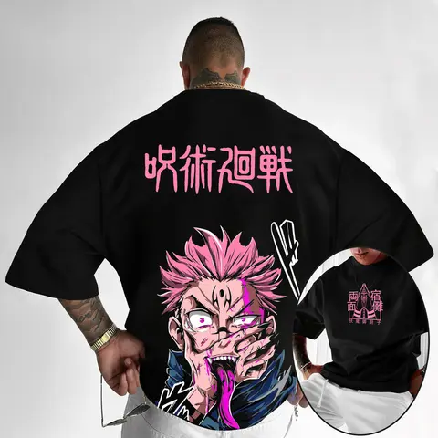 Jujutsu Kaisen-camisetas con estampado de Anime para hombre,Camiseta de algodón de calle HIP HOP de villano Ryomen
