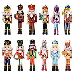 12pcs/set Christmas Nutcracker New Wooden Soldier Xmas Tree Pendant Hanging Ornament 2024 Navidad Decor For Home 2025 New Year