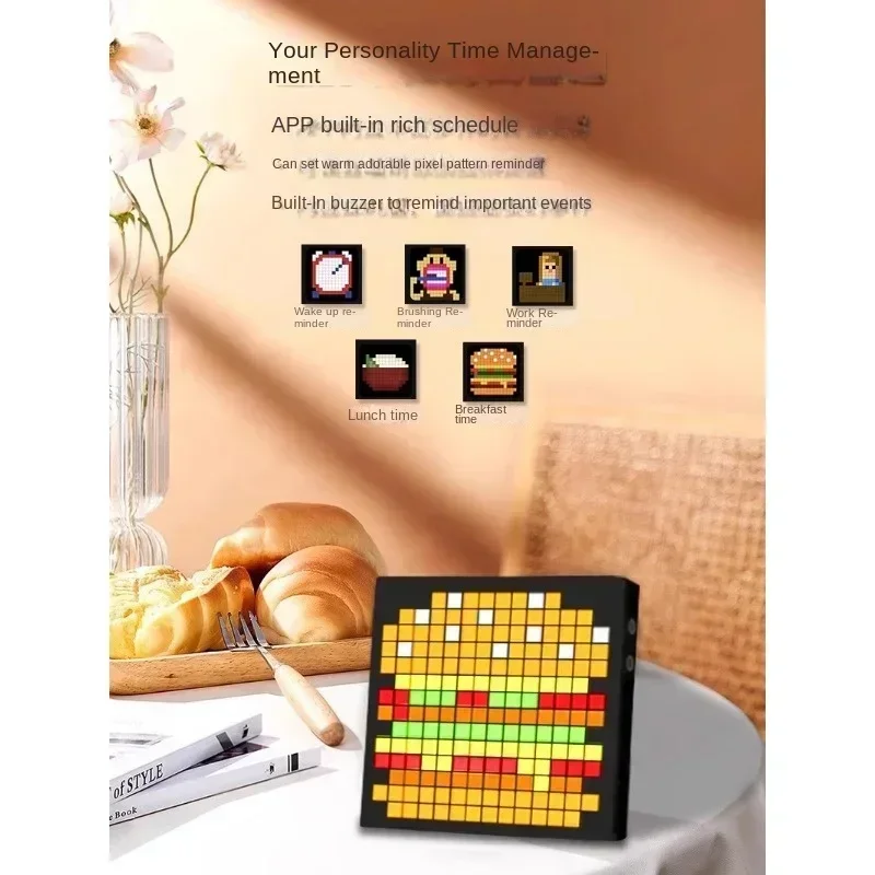 Cheap And Fine Smart Pixel Alarm Clock Timer Multifunctional Display Photo Frame LedDIY Creative Gifts Pixel Screen Ambient Ligh