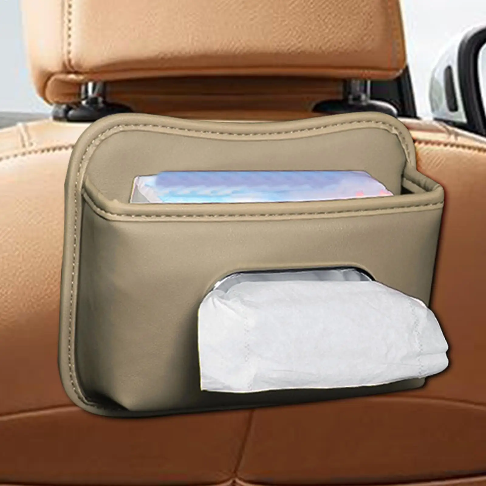 

Tissue Box For Car Leather Adhesive Napkin Case Napkin Holder For Car For Seat Back Armrest Console Sun Visor SUV Truck Home