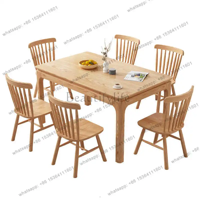 

North American ash wood all-solid wood dining table household small apartment modern simple Nordic rectangular square table