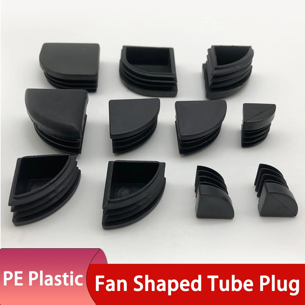 2-200Pcs 16-40mm PE Fan Shaped Triangle Tube Plugs Black Furniture Leg Caps Anti-Scratch Pipe End Cover for Office Desk Chair