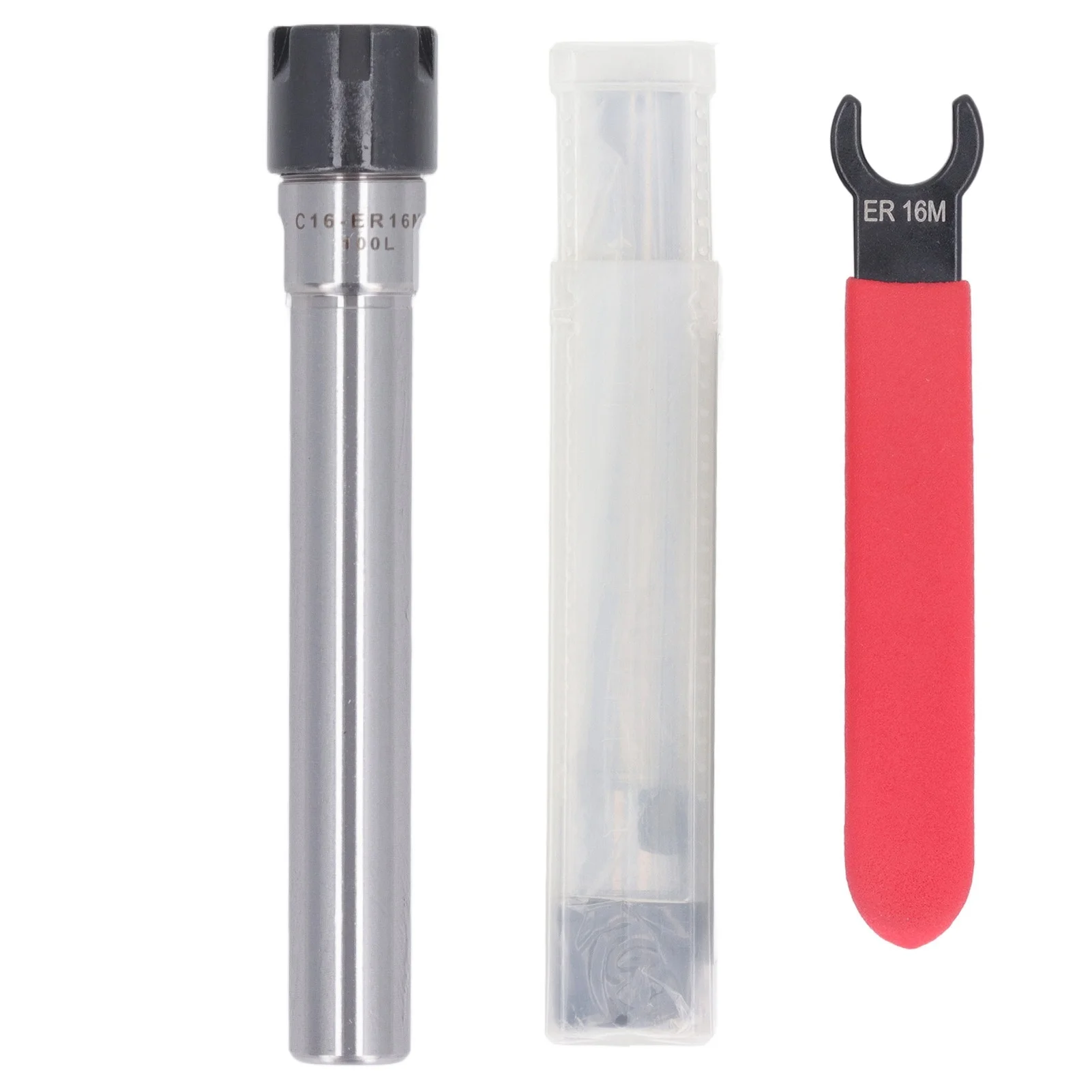 Collet Extension Holder Straight Shank Manganese Steel C16 ER16M 100L Collet Chuck Extension Rod with ER16M Wrench