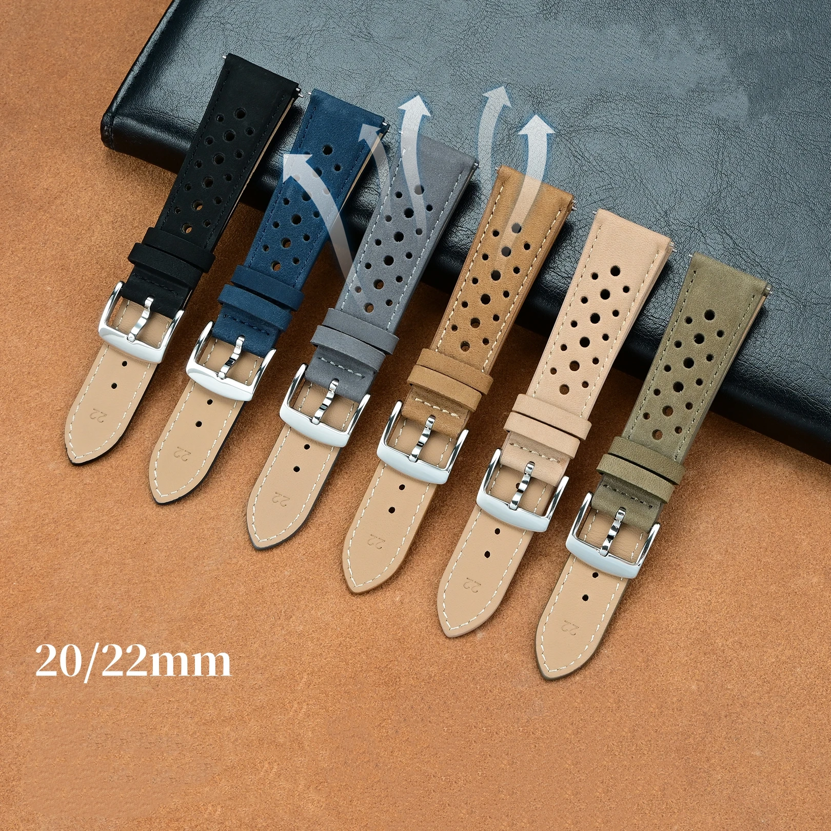 

Premium Grade Quick Release Vintage Stitched Leather Watch Strap Watch Band For Men Women 20/22MM Watchband Leather Watch Strap