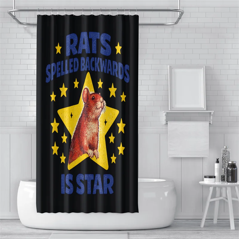 Aertemisi Rats Spelled Backwards is Star Funny Rat Quote Shower Curtain Set with Grommets and Hooks for Bathroom Decor