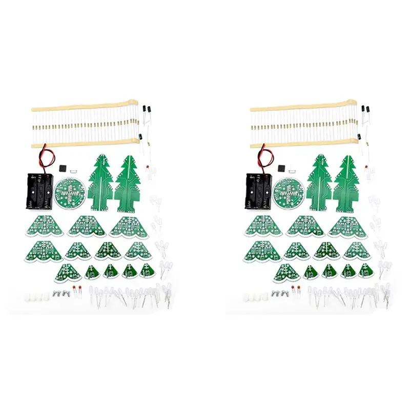ABRE-2X 3D Stereo Christmas Tree LED DIY Kit Red/Green/Yellow LED Flash Circuit Kit