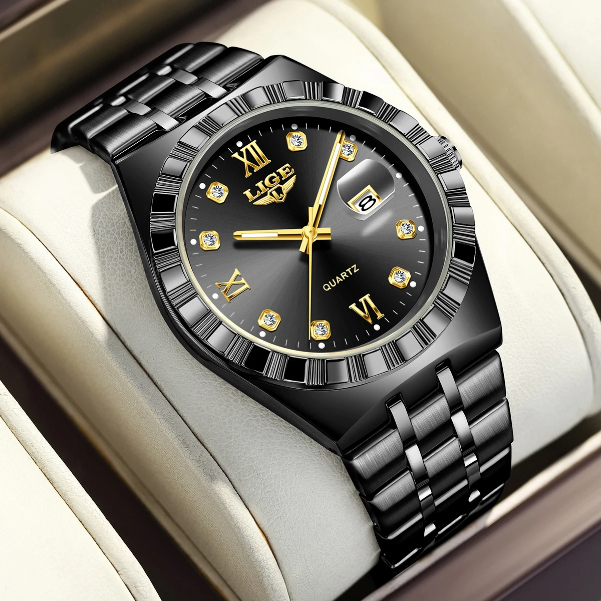 LIGE 2025 TOP Women's Watch simple luminous creative watches stainless steel calendar waterproof quartz wristwatch lady relogio