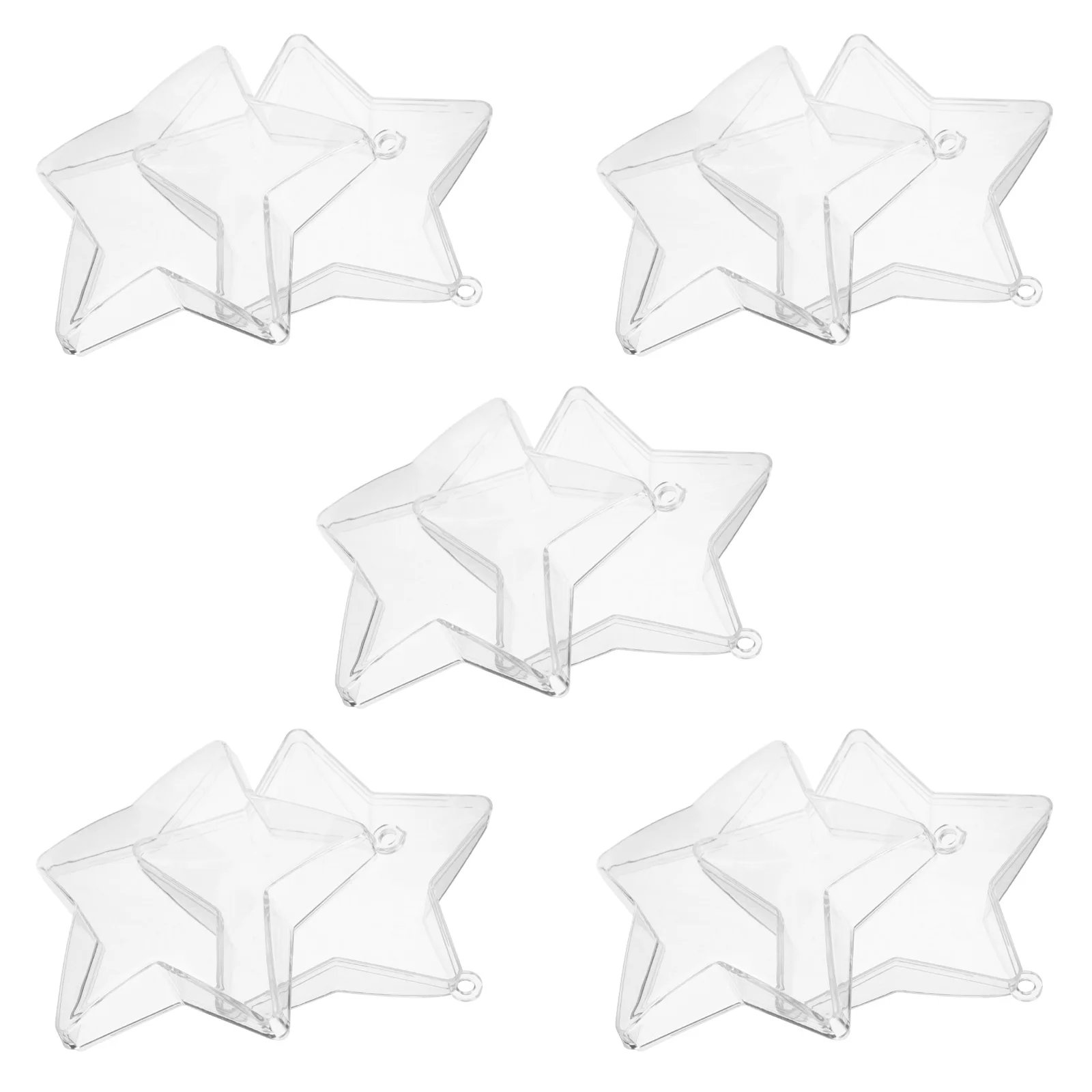 

10 Pcs Hollow Ball Decorations Clear Craft Boxes Fillable Plastic Ornaments Star Shaped Wedding Holiday Decor Durable Material
