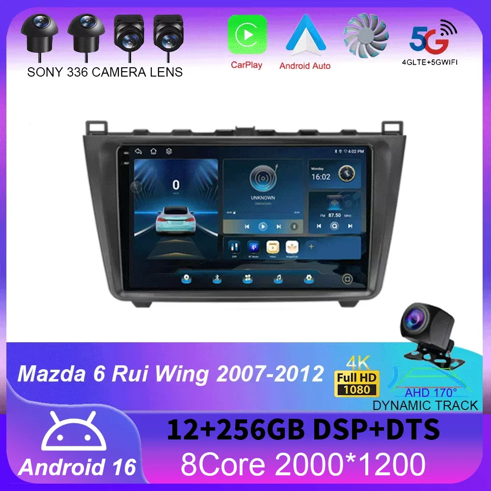 

Android 16 Carplay Auto For Mazda 6 Rui Wing 2007-2012 Car Radio Multimedia Video Player Navigation GPS No 2Din 2 Din DVD DSP