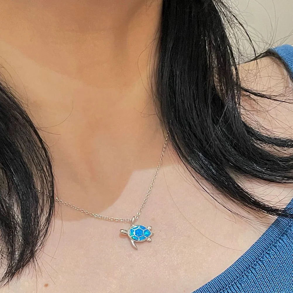 Sea ​​turtle Pendant Necklace Blue Fashionable Creative Alloy Stylish Chain