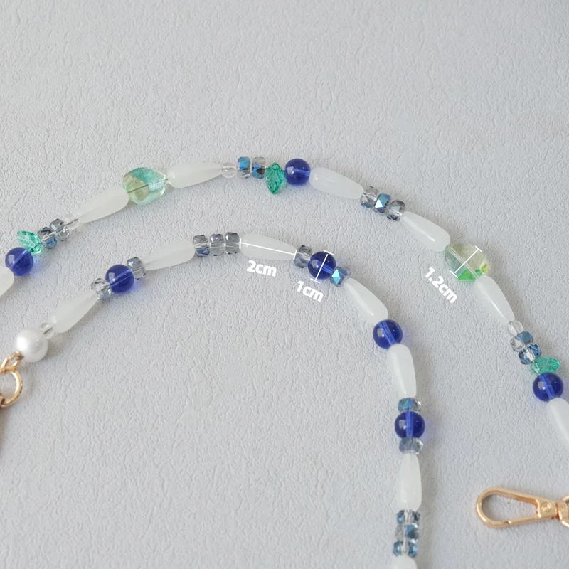 New Fashion Woman Bag Accessory Detachable Blue Beaded Chains Cute Acrylic Luxury Strap Women Bag Green Shoulder Handle Chain