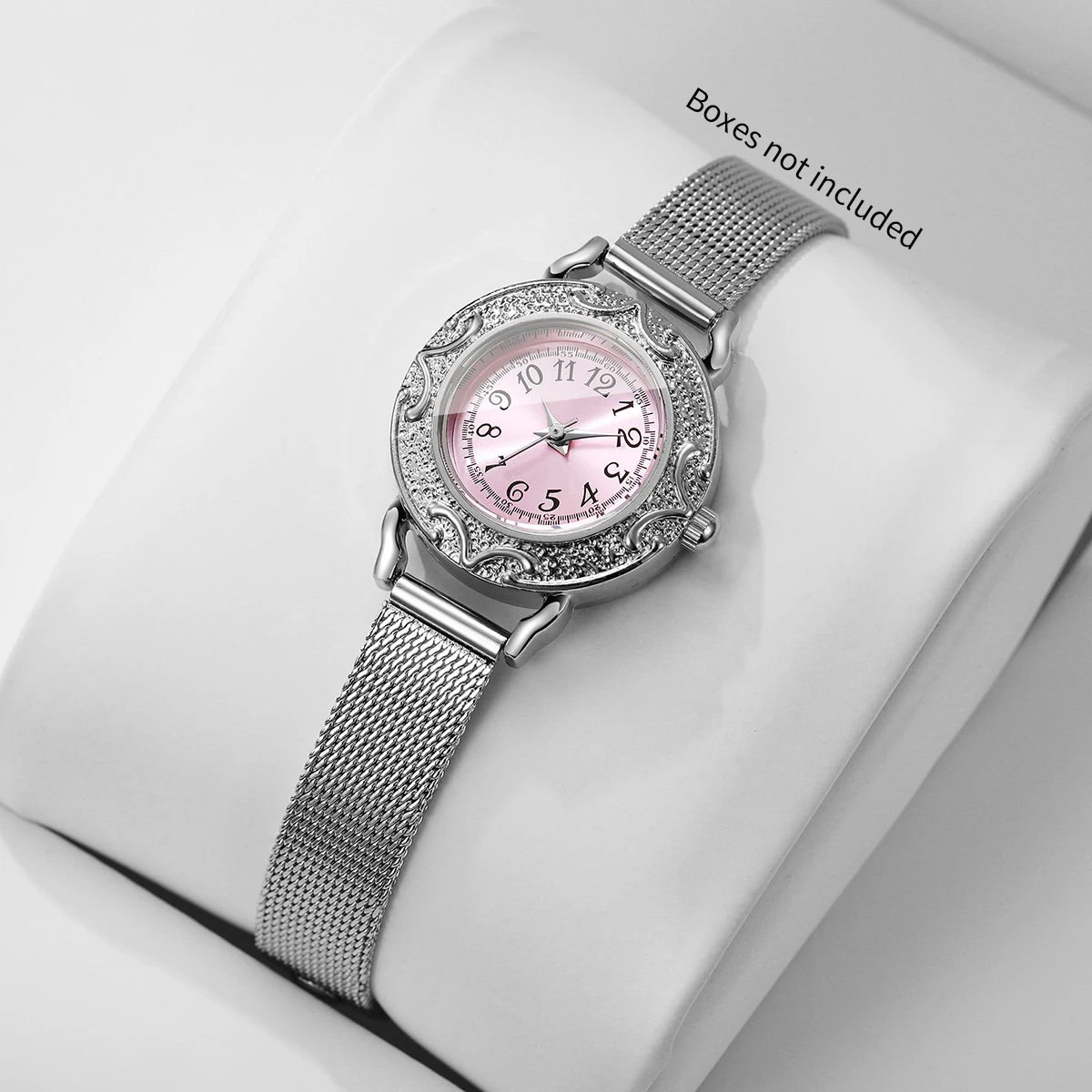 Fashion Pink Arabic Dial Women Watches Mesh Strap Ladies Dress Quartz Wristwatches Clock Gift Relogio Feminino（Without Box）