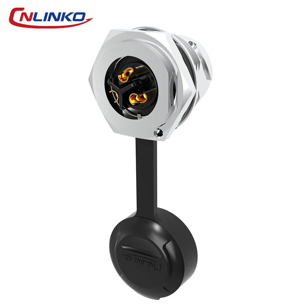CNLINKO M20 Industrial Metal Barrier Connector DH20 3 Pin 20A 300V IP68 Solder Panel Mount for Medical & Ambulance Equipment