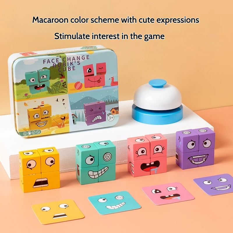Juegos interactivos de escritorio para niños, bloques de cubo de Rubik que cambian de cara, juguetes de entrenamiento de reacción y concentración, regalos