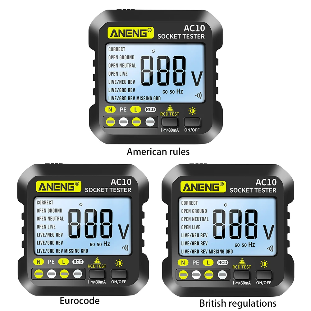 ANENG AC10 Socket Outlet Tester Polarity Phase LCD Digital Voltage Test Detector