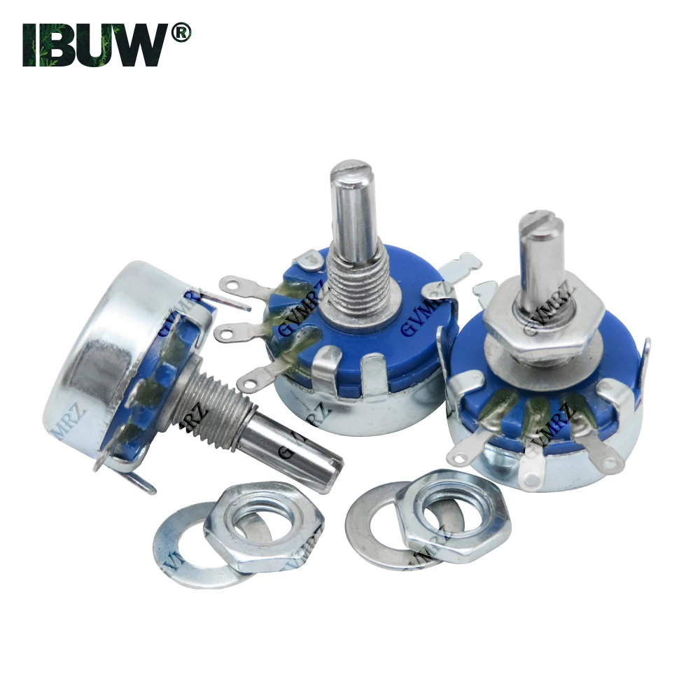 2PCS WH5-1A Carbon Potentiometer  470R/1K/ 1.5K/ 4.7K/10K/22K/47K/100K/220K 1M ohm 3-Terminals Round Shaft Rotary Taper WH5