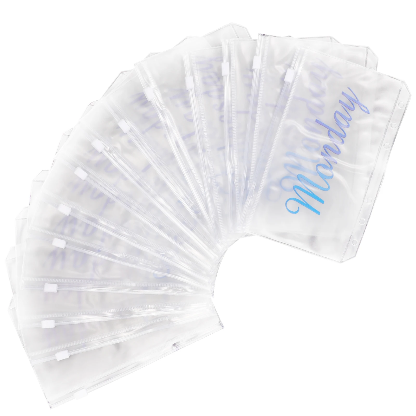 

14pcs A6 Zipper Binder Pockets Transparent Pvc Storage Bags For Document Filing Cash Organizer Reusable Pouches Loose Leaf