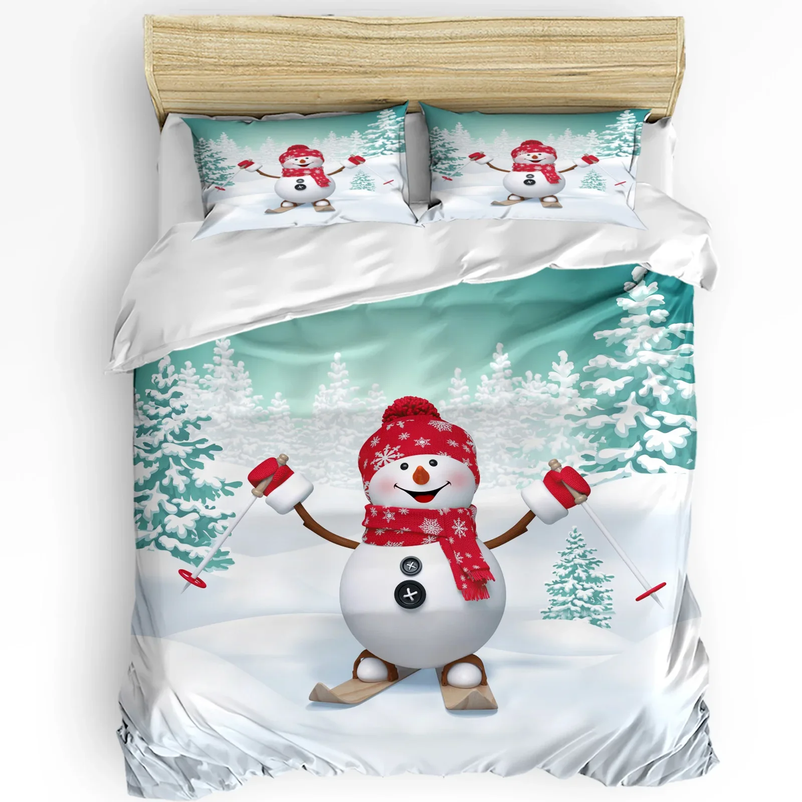 

Christmas Tree Wreath Gifts Fireplace 3pcs Bedding Set For Bedroom Double Bed Home Textile Duvet Cover Quilt Cover Pillowcase