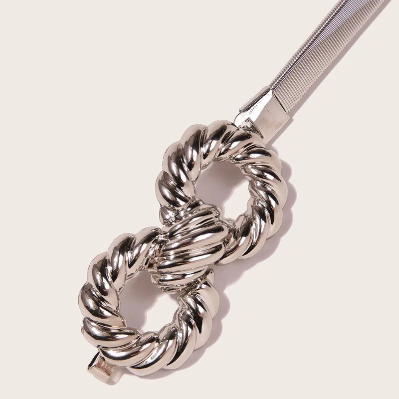 أحزمة سلسلة مطاطية ذهبية معدنية للسيدات، نمط كلاسيكي قابل للسحب، إبزيم دائري، إكسسوارات فستان سلسلة الخصر الأنيقة