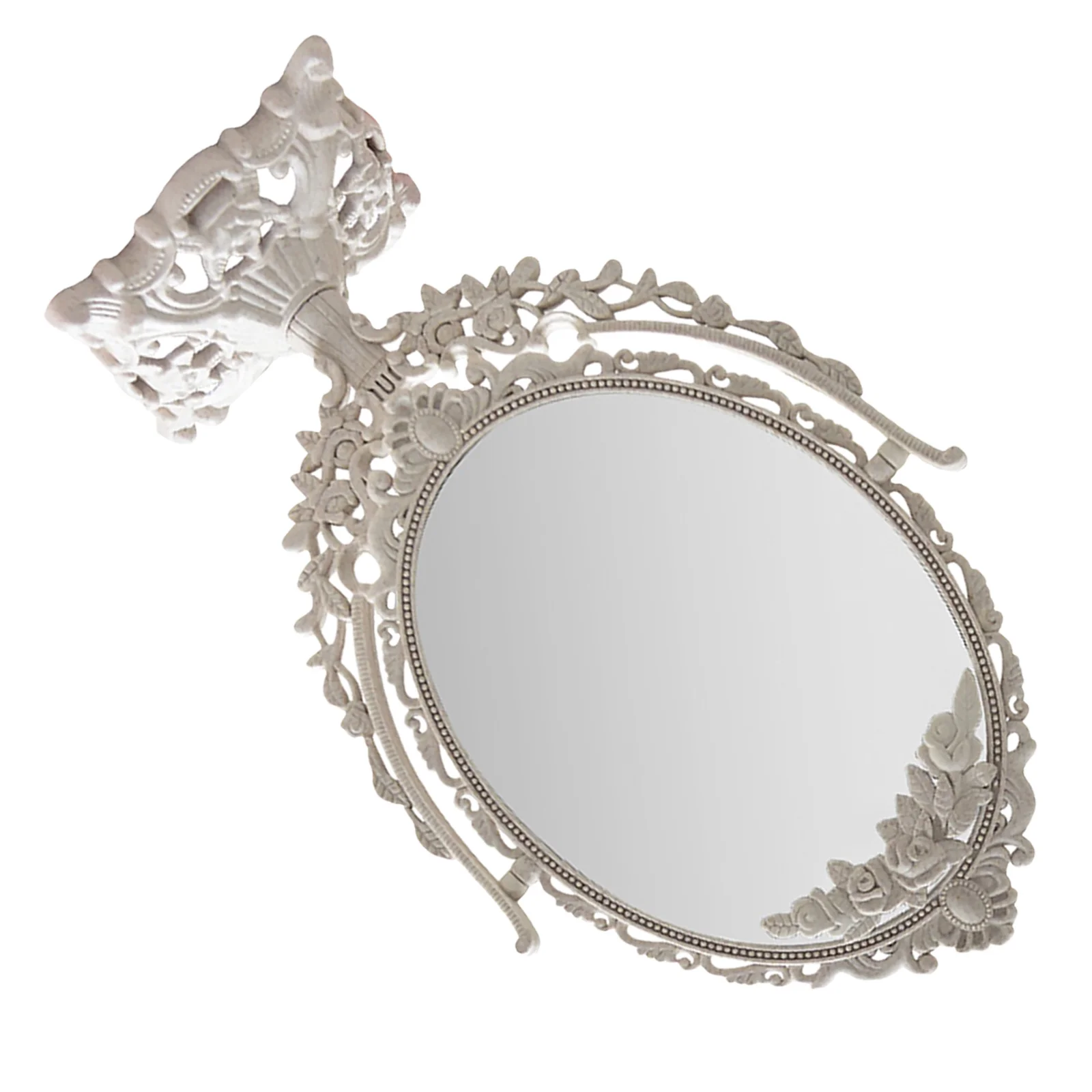 

1Pcs Relief Decor Makeup Mirror Retro Style Desktop Compact Size Double Sided 360 Degree Rotatable Vanity Mirror