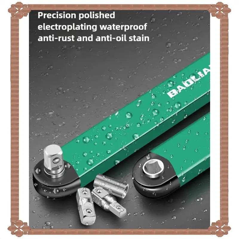 24-Stunden-Lieferung BAOLIAN Multifunktionales Dual-Head-Offset-Verlängerungsschlüssel-Werkzeug mit Antriebsadaptern, universelles Design für dicht