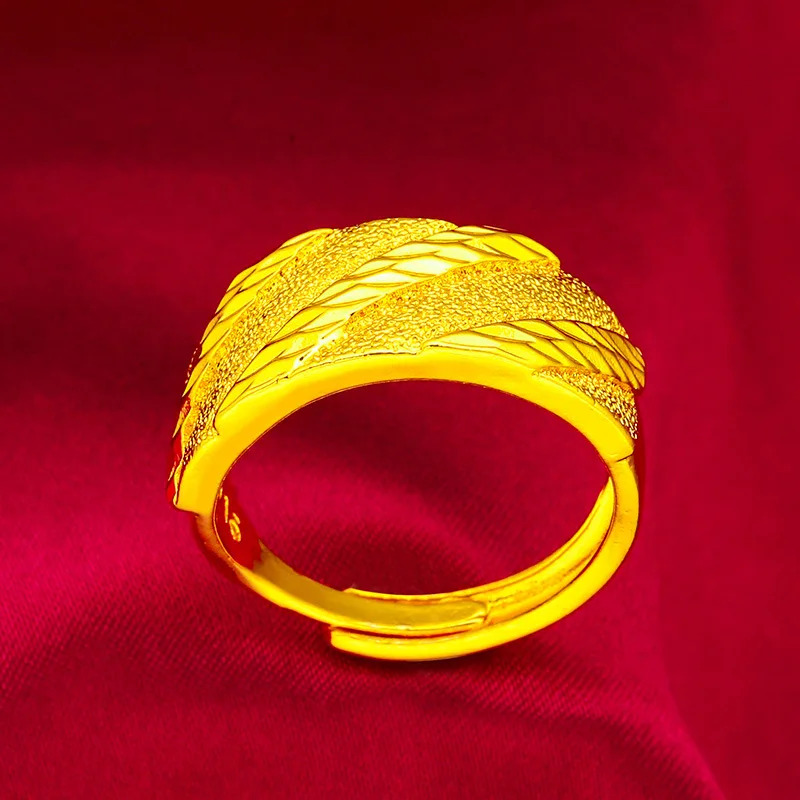 Twist Ring Men's 24K Gold AU999 - Finger-fitting, high-end twist design, steadfast meaning, for wearing & gifting