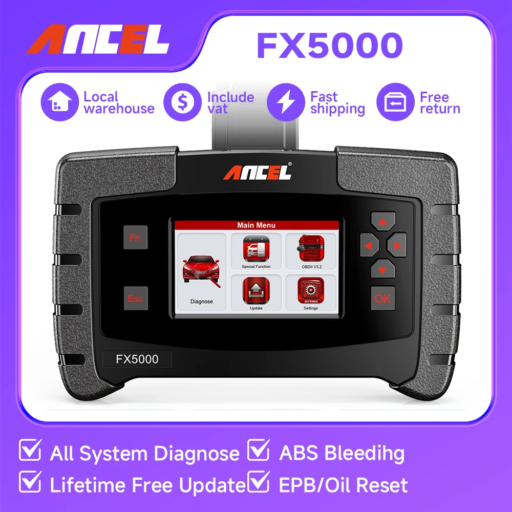 

ANCEL FX5000 OBD2 Automotive Diagnostic Tool All Sysem Auto Scanner EPB Reset Oil Reset ABS Bleeding OBD 2 Scanner