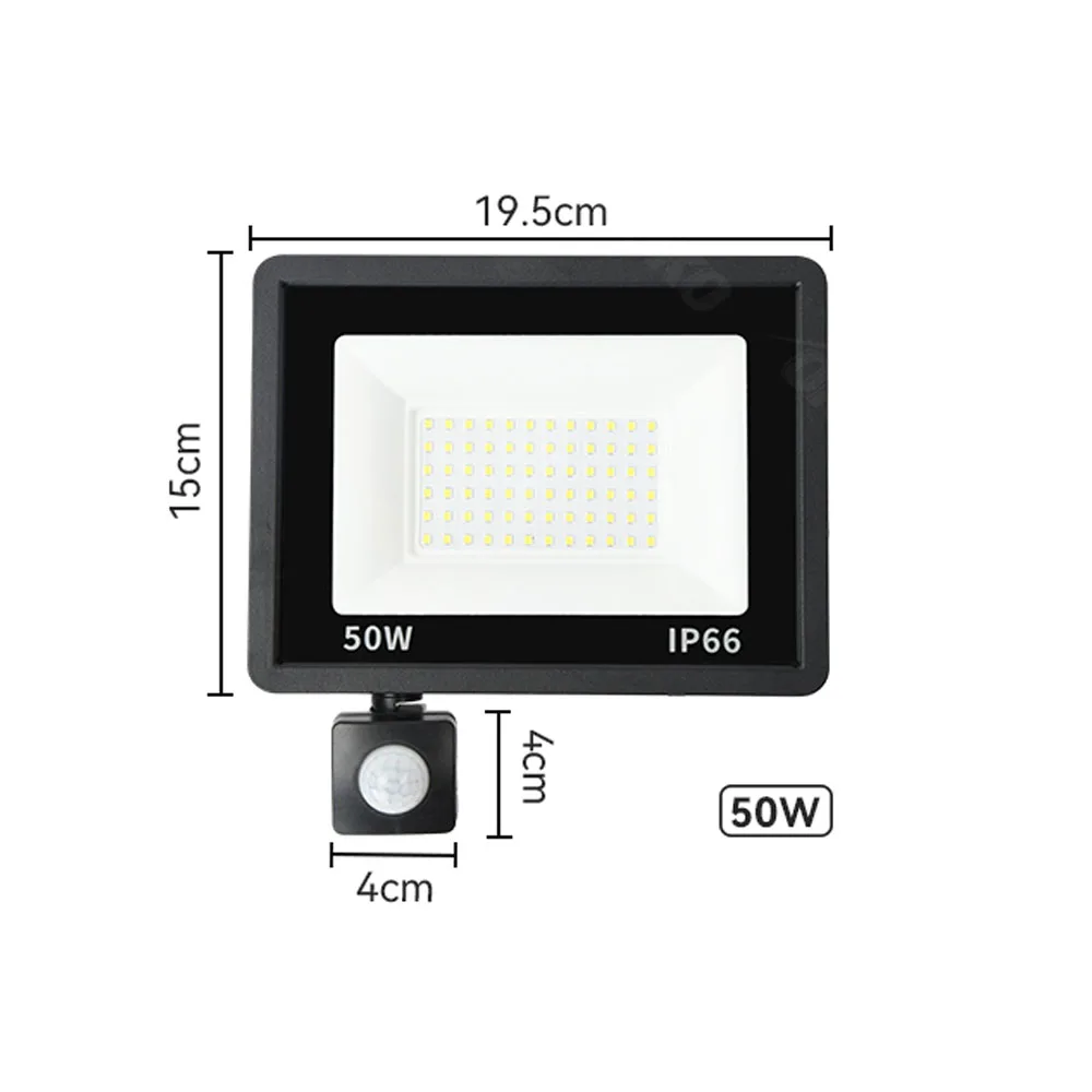 LED-schijnwerper AC220V PIR Bewegingssensor Licht IP65 Waterdicht 200W 50W LED Koud Wit Buiten Wandlamp spotlight Straat