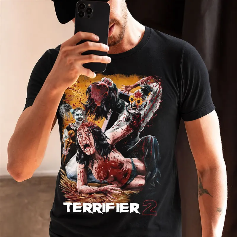 Retro Horror Movie Terrifier Art The Clown Killer Scary Halloween Gift T Shirt 0912 Short Sleeve Graphic clothes All size tops