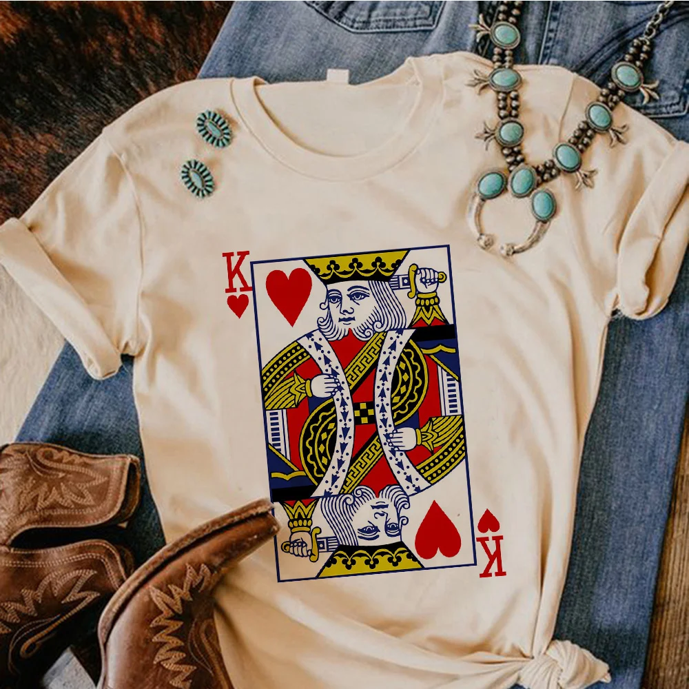 Playing Card t-shirts women manga Tee girl 2000s harajuku y2k clothing