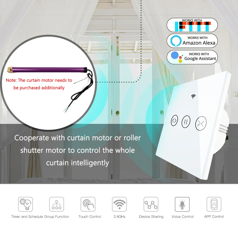 Intelligent APP Remote Control Graffiti Wifi Smart Curtain Switch Voice Control Electric Curtain Wall Touch Switch