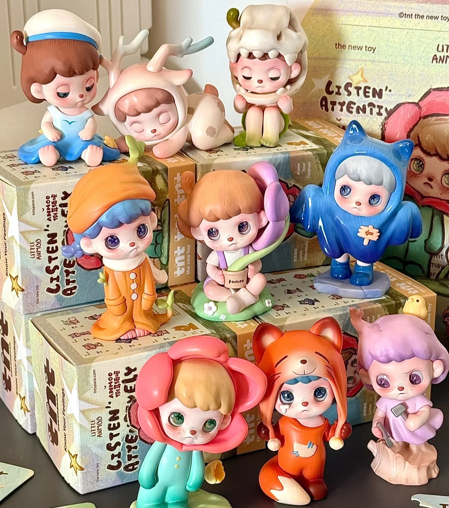 

Новая оригинальная серия Anmoo Listen, модная игровая слепая коробка, модель ручной работы, мультяшное украшение для рабочего стола, украшение для дома, игрушки, подарки, кукла
