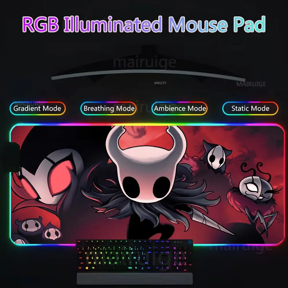 Hollow Knight Mouse Pad Gamer Rgb Desk Mat Back Light Led Mousepad Setup Gaming Accessories Deskmat Big Mousepepad Backlight