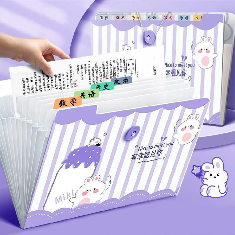 A4 Size Expanding Wallet File Folder High Capacity 8/12Pockets File Storage Organ Bag Waterproof Document Folder