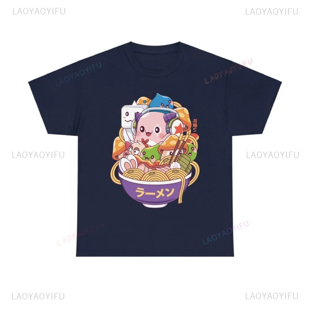 Vintage Maple World Monsters Ramen Unisex T-Shirt Maplestory Video Game Gaming Orange Mushroom Tee Casual Fashon Man Tshirt