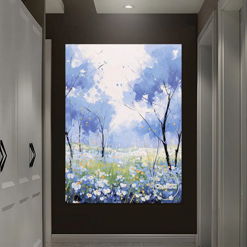 

Abstract Forest Scenery Handmade Flowers Oil Painting Canvas Art Unframed Showpieces Panel Set Large Size For Luxury Hotel Decor