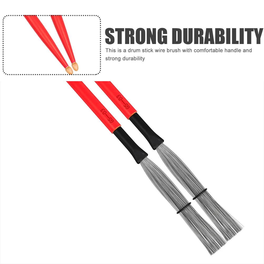 

1Pair Drum Wire Brush Carbon Steel Maple Wood Handle for Jazz Drum Set with Durable Comfortable Grip Instrument Accessory