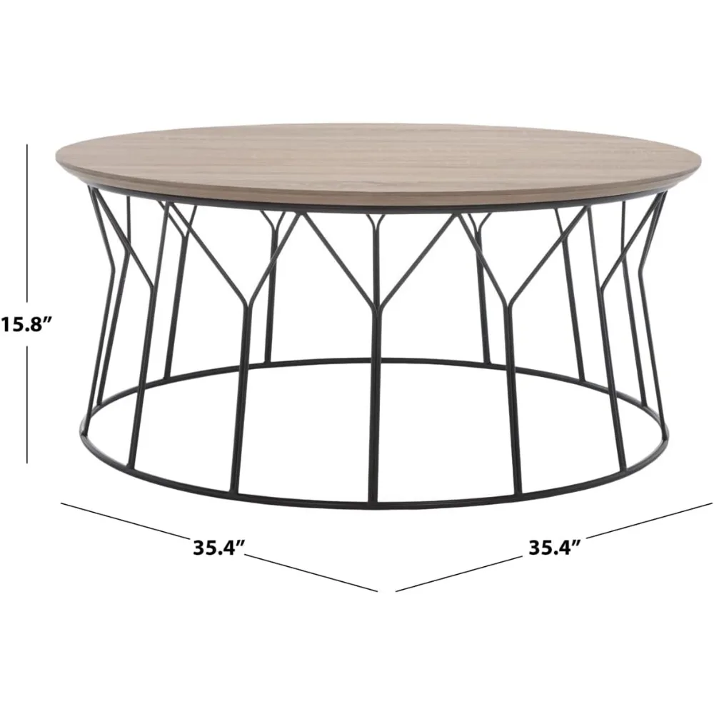 Home Collection Deion Retro Mid-Century Couchtisch aus heller Eiche und schwarzem Holz