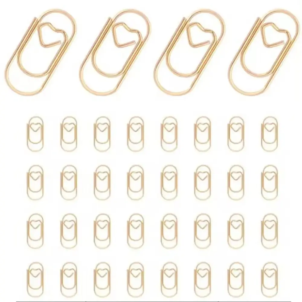 150Pcs Durable Office School Accessories Paper Clips Heart Shape Metal Binder Clip Mini 20mm Clips Holder