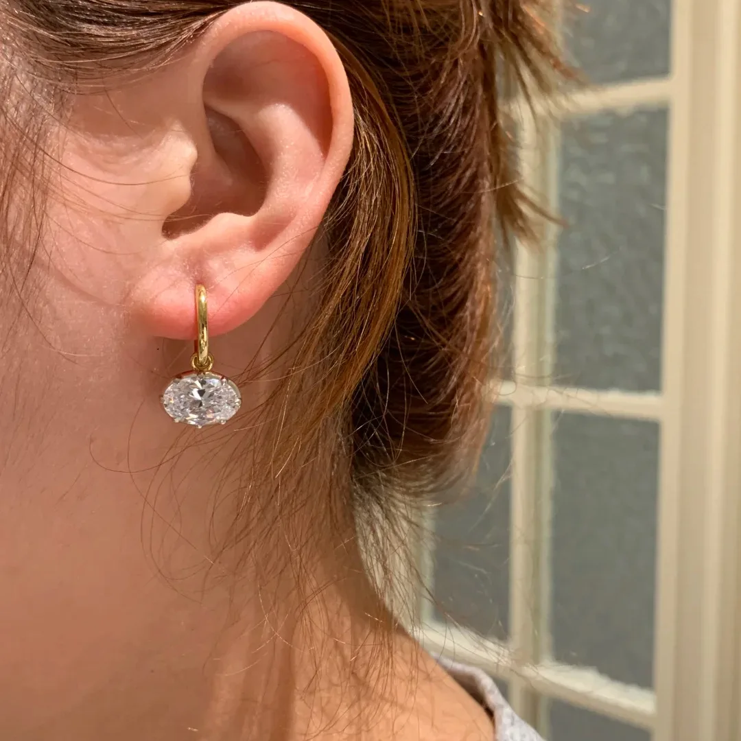 Fresh elegant simple earring Drape high-end fashion oval diamond pendant earrings for women suitable for daily jewelry gifts