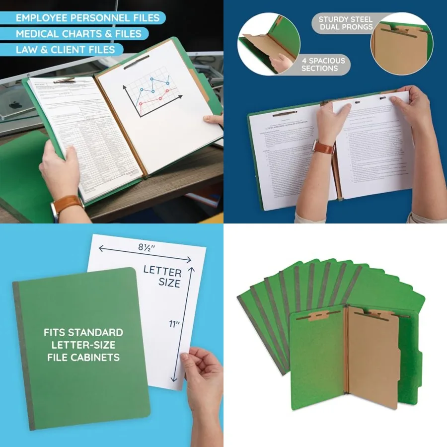 

Classification Folders, 1-Divider, Letter Size, Green, with 2 Inch Expansions, Durable 2 Prong Design for Organizing Standard M