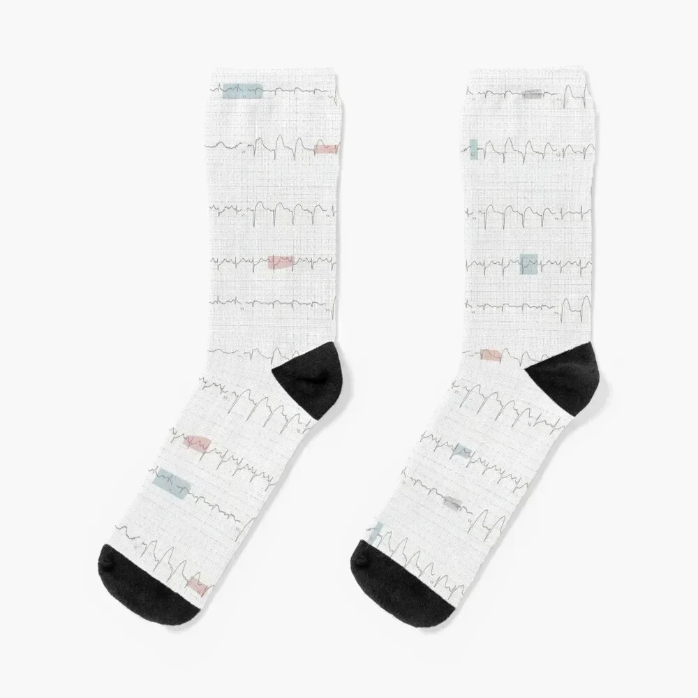 

Heartbeat ECG Abstract Pattern Socks winter thermal floor cotton luxury Designer Man Socks Women's